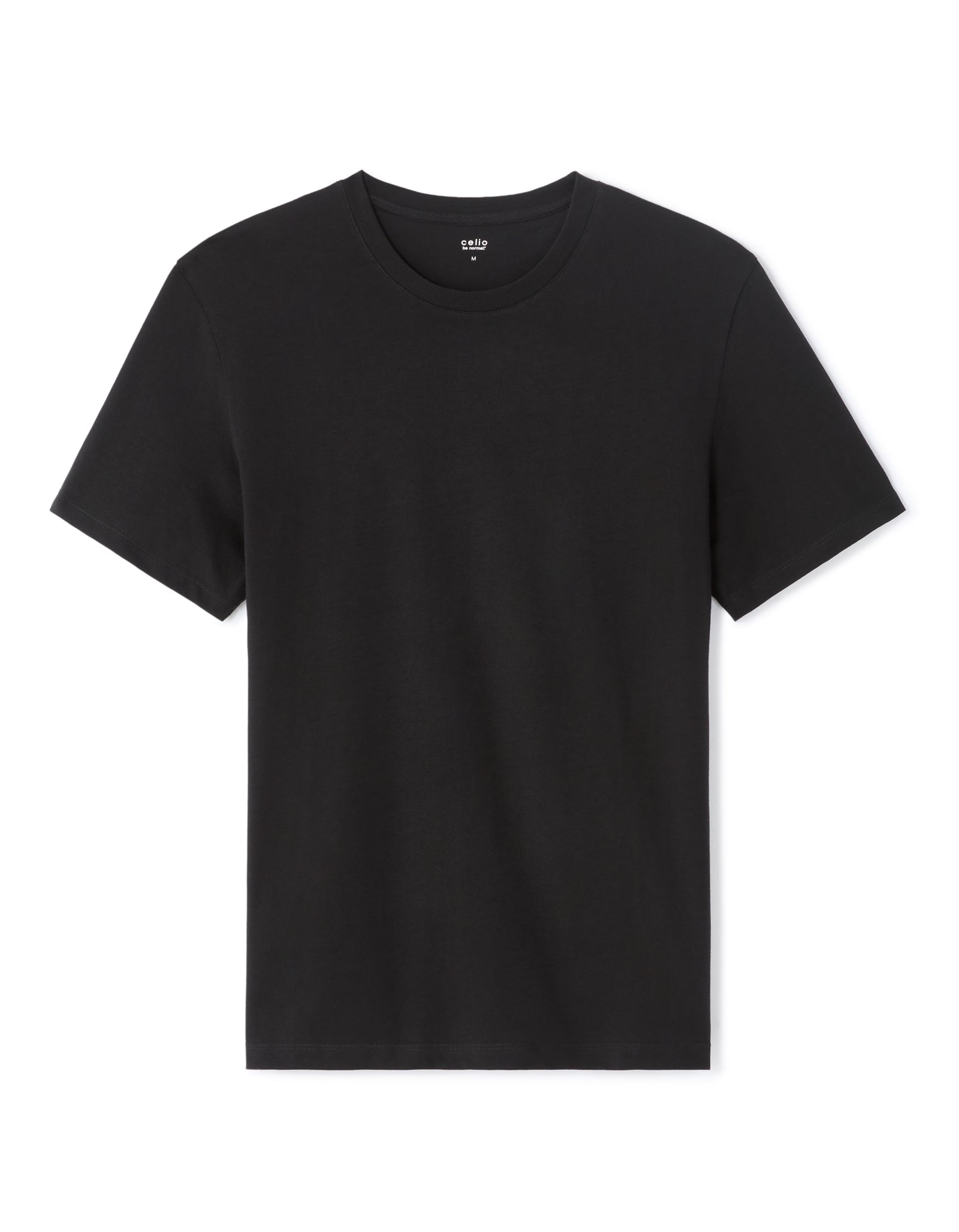 Celio* Solid Regular Fit -100% Cotton T-Shirt-Black