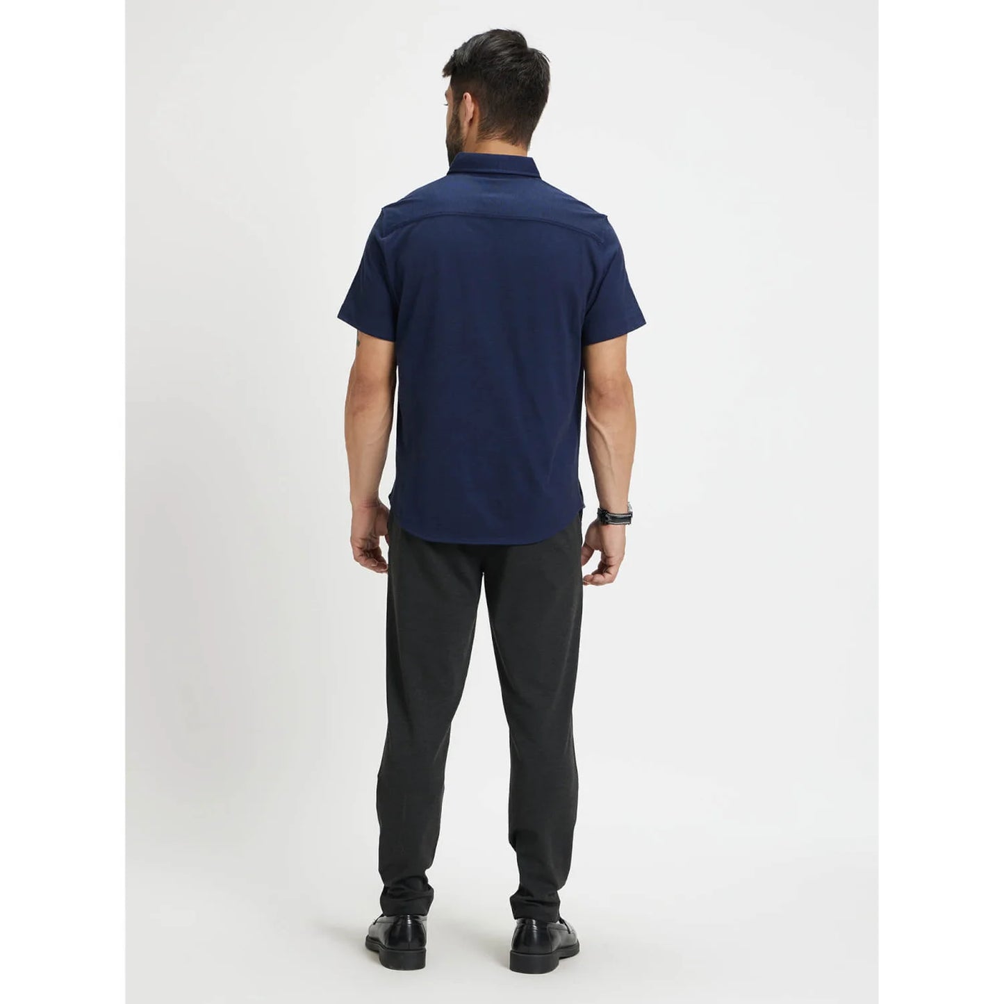 Navy Blue Solid Cotton Shirt