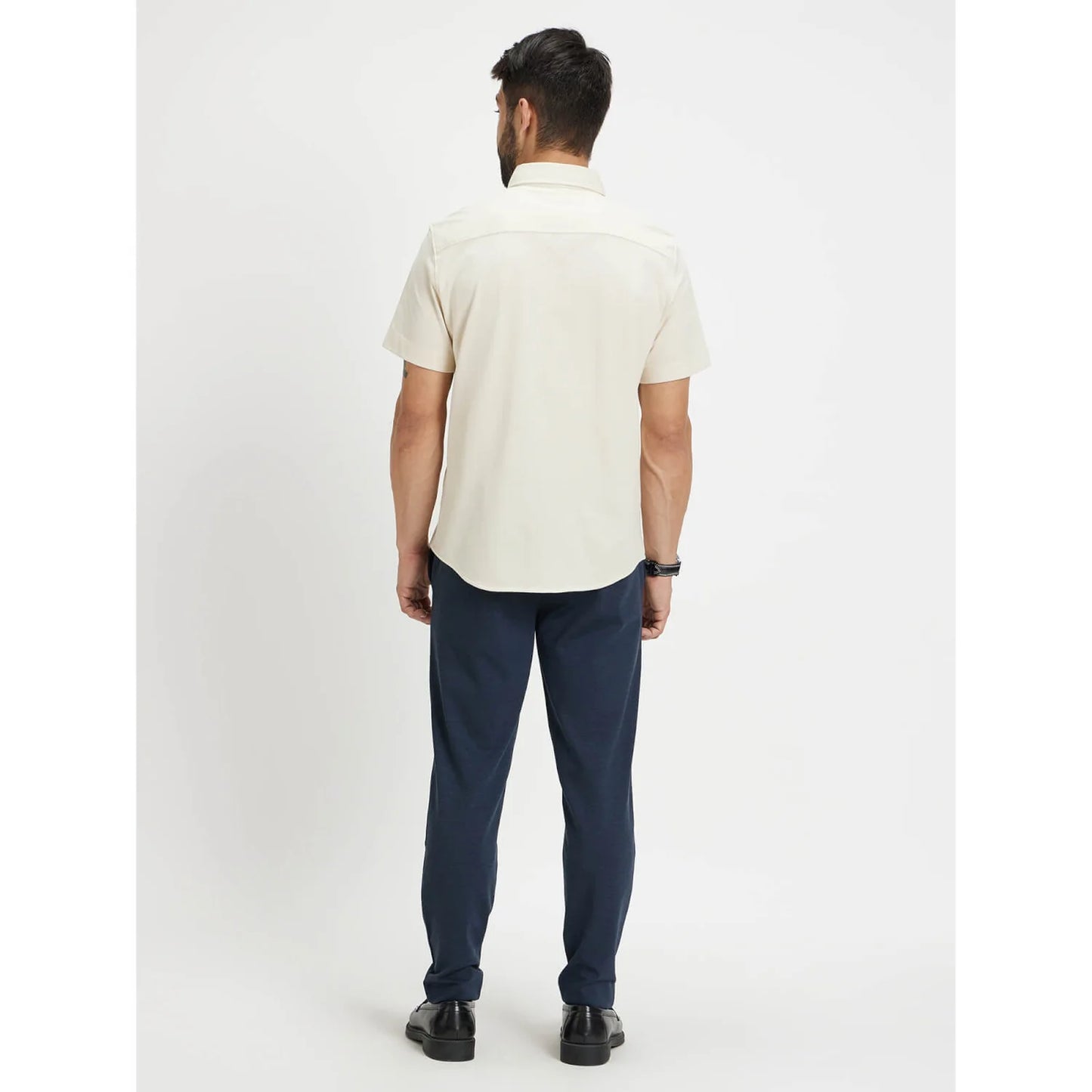 Beige Solid Cotton Shirt