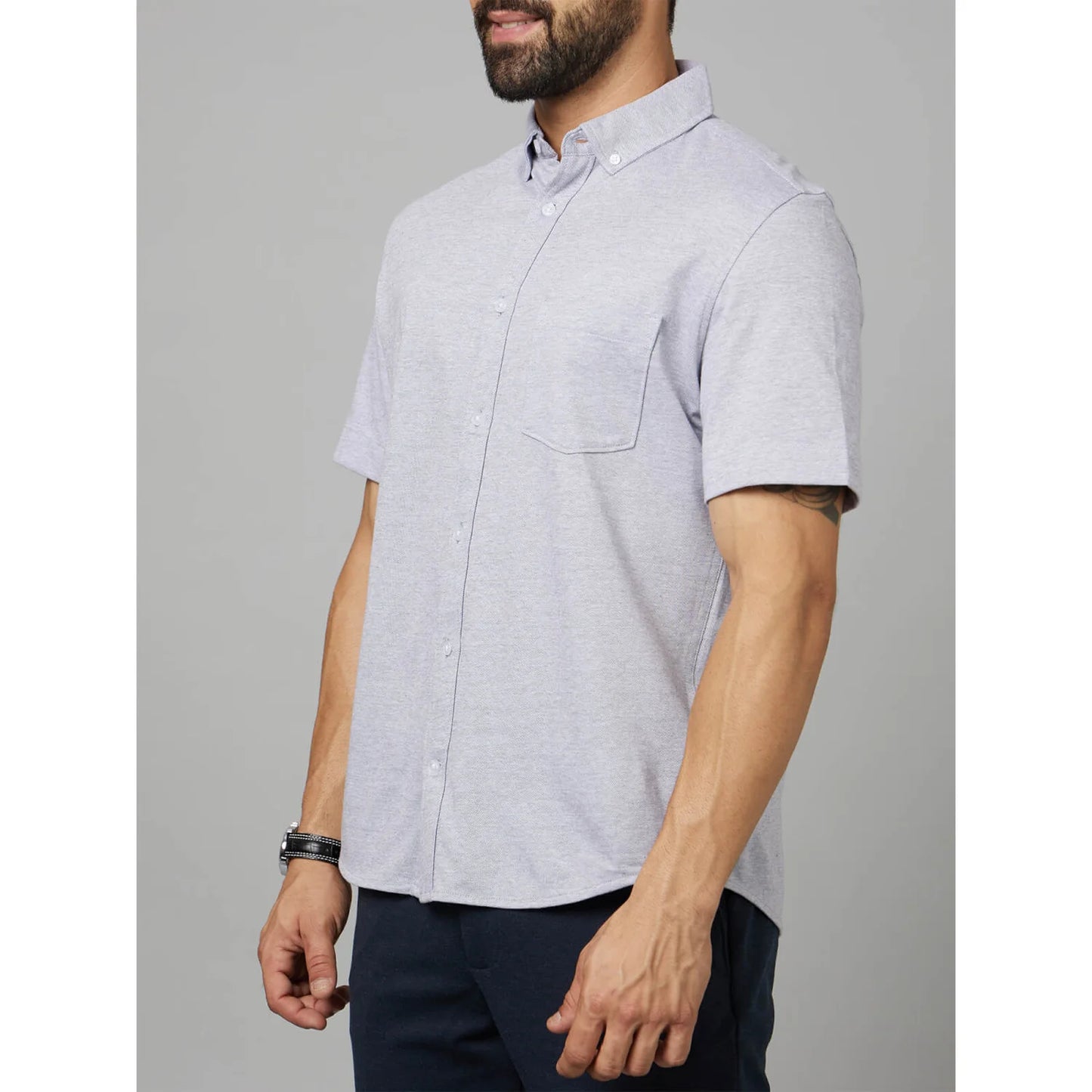 Grey Solid Cotton Shirt