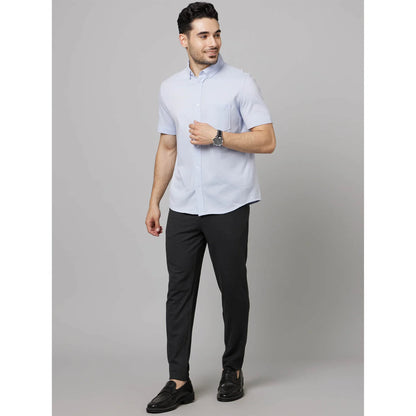 Blue Solid Cotton Shirt