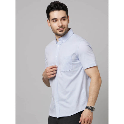 Blue Solid Cotton Shirt