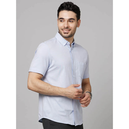 Blue Solid Cotton Shirt