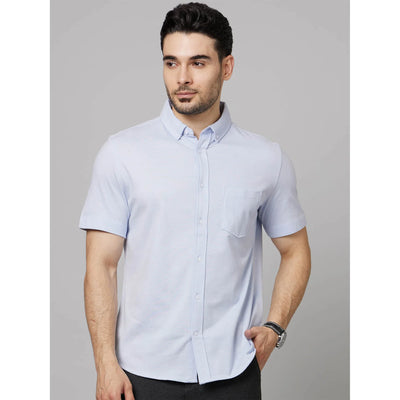 Celio* Solid Slim Fit Cotton Blue Shirt
