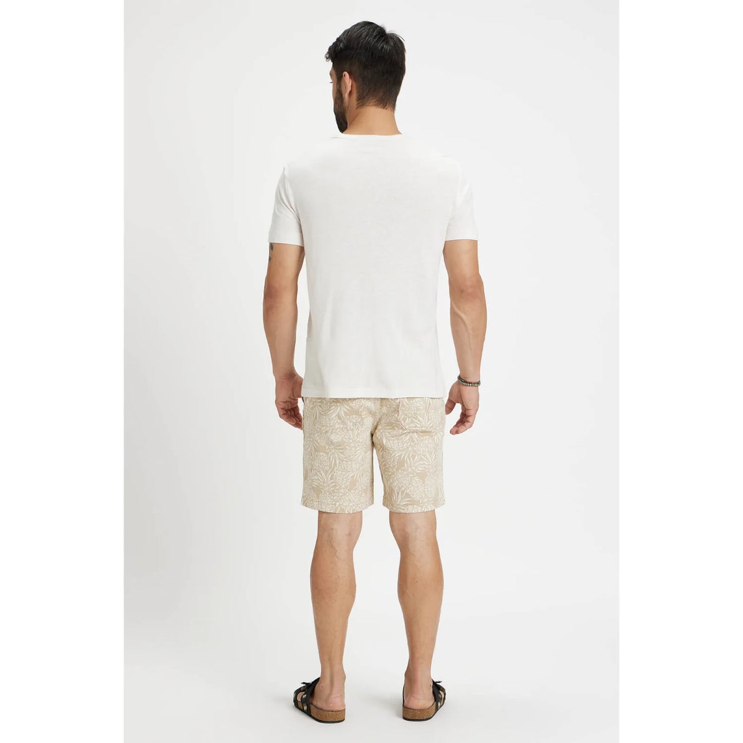 Off White Solid Linen-Blend T-shirt