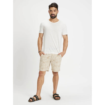 Off White Solid Linen-Blend T-shirt