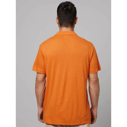 Orange Solid Cotton Polo