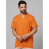 Celio* Solid Regular Fit Cotton Orange T-Shirt