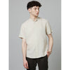 Celio* Solid Regular Fit Linen Beige Shirt