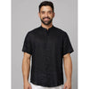 Celio* Solid Regular Fit Linen Black Shirt