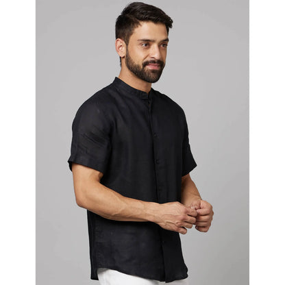 Black Solid Linen Shirt