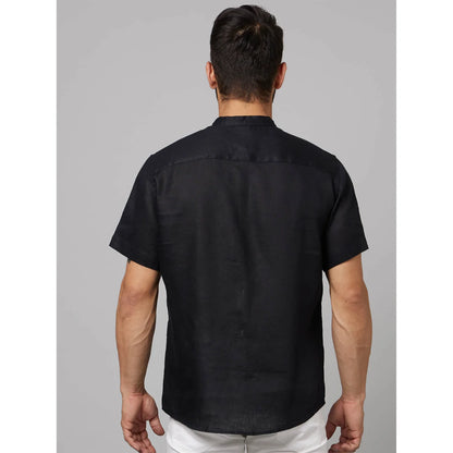 Black Solid Linen Shirt