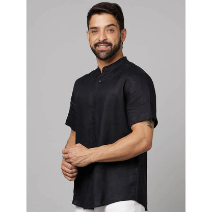 Black Solid Linen Shirt