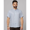 Celio* Solid Regular Fit Linen Blue Shirt