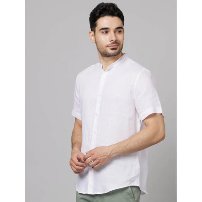 White Solid Linen Shirt