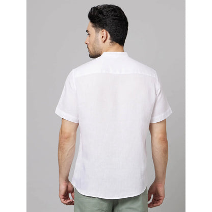 White Solid Linen Shirt