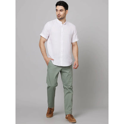 White Solid Linen Shirt