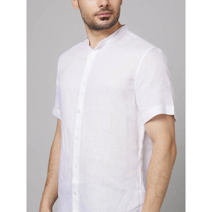 White Solid Linen Shirt