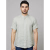 Celio* Solid Regular Fit Linen Grey Shirt