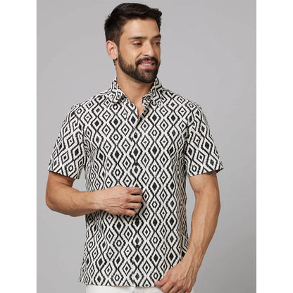 Black Geometric Printed Cotton Shirt