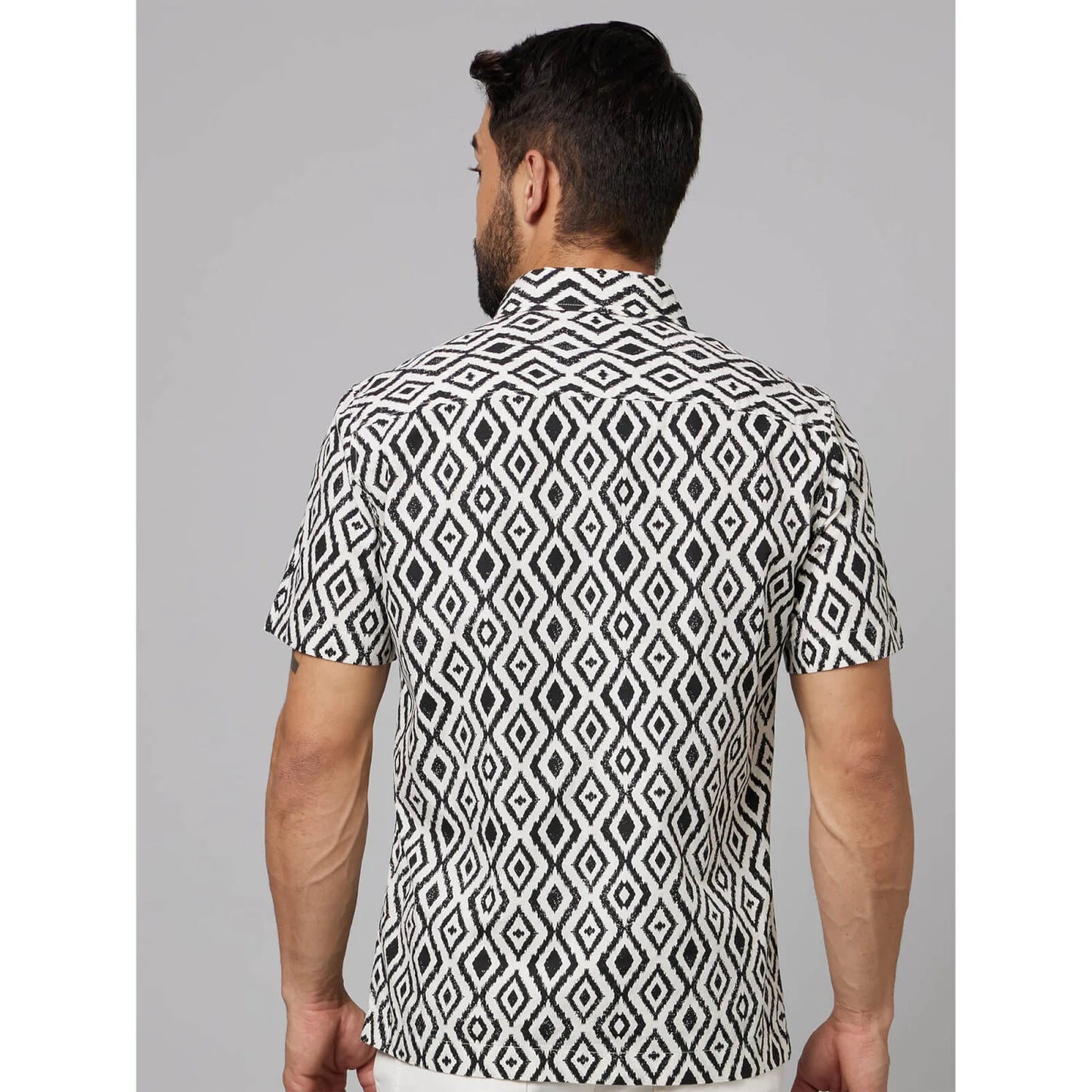 Black Geometric Printed Cotton Shirt