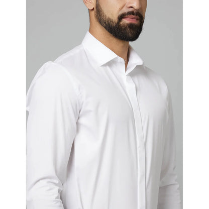 White Solid Cotton Formal Shirt