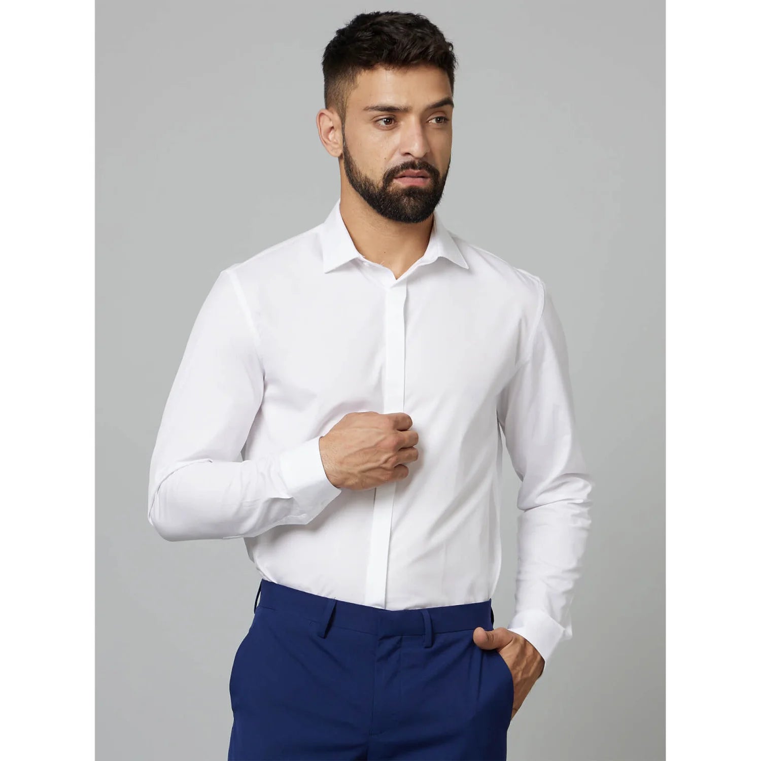 White Solid Cotton Shirt