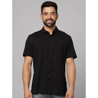 Black Solid Cotton Shirt