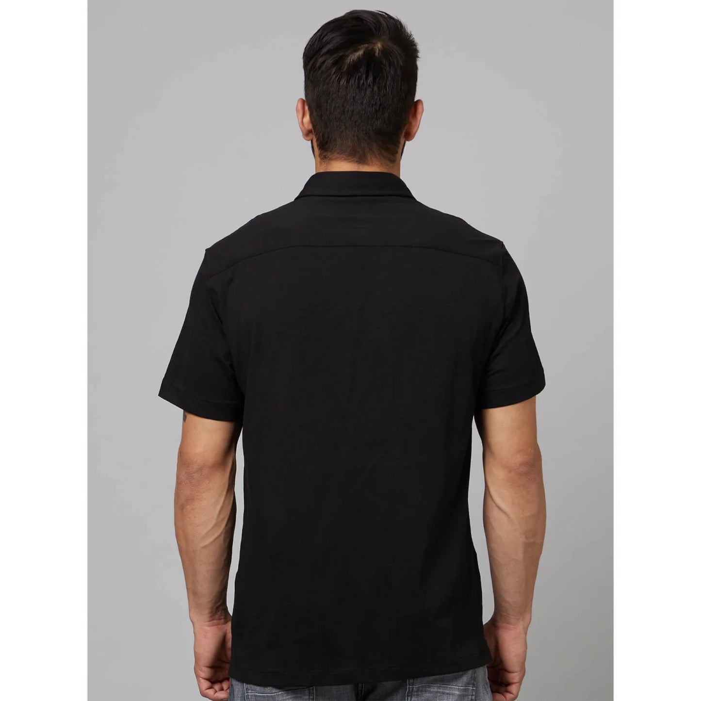 Black Solid Cotton Shirt