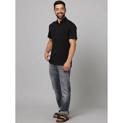 Black Solid Cotton Shirt