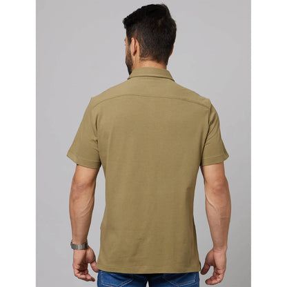 Khaki Solid Cotton Shirt