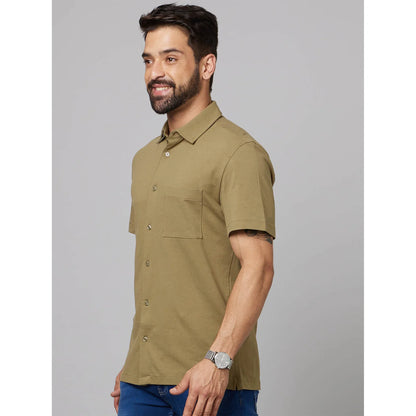 Khaki Solid Cotton Shirt