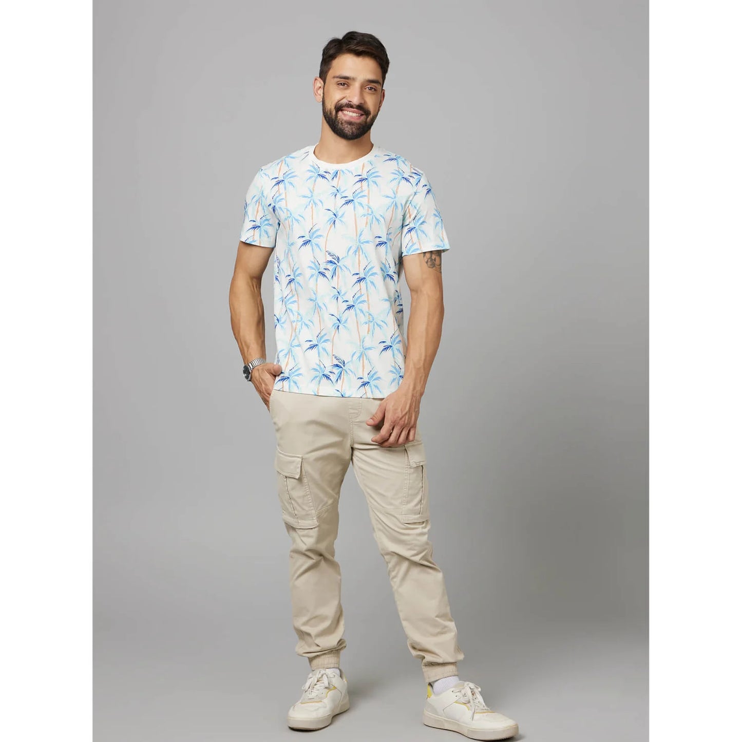 White Floral Cotton T-shirt