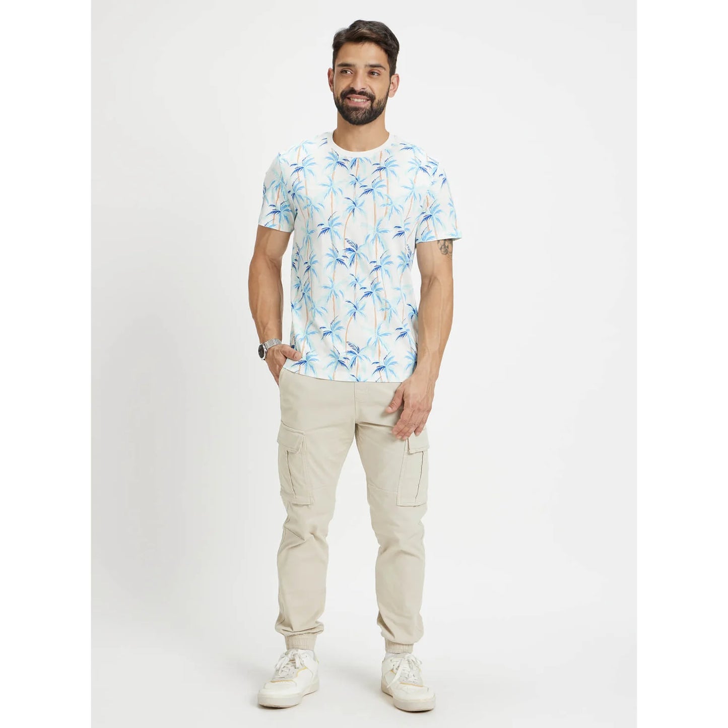 White Floral Cotton T-shirt