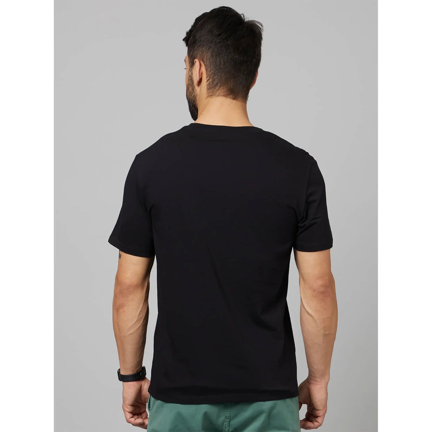 Black Graphic Printed Cotton T-shirt