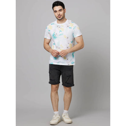 White Floral Cotton T-shirt