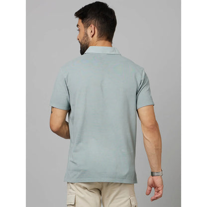 Green Solid Cotton Polo