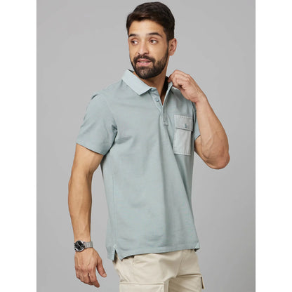 Green Solid Cotton Polo