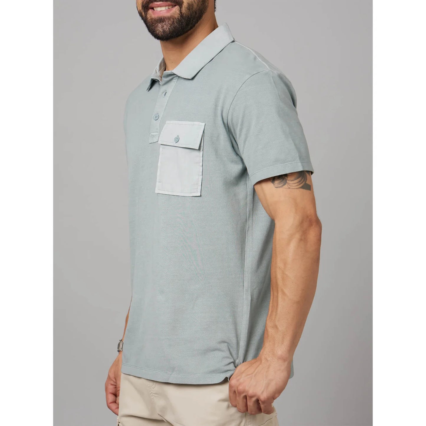 Green Solid Cotton Polo