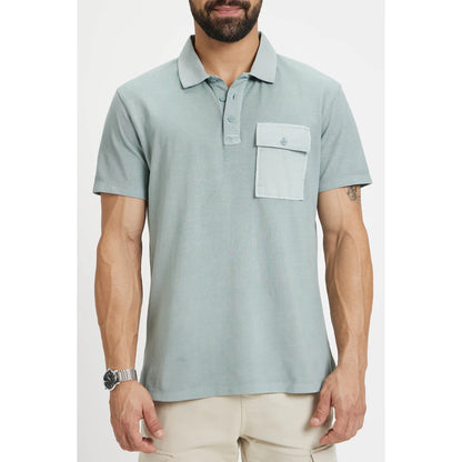 Green Solid Cotton Polo