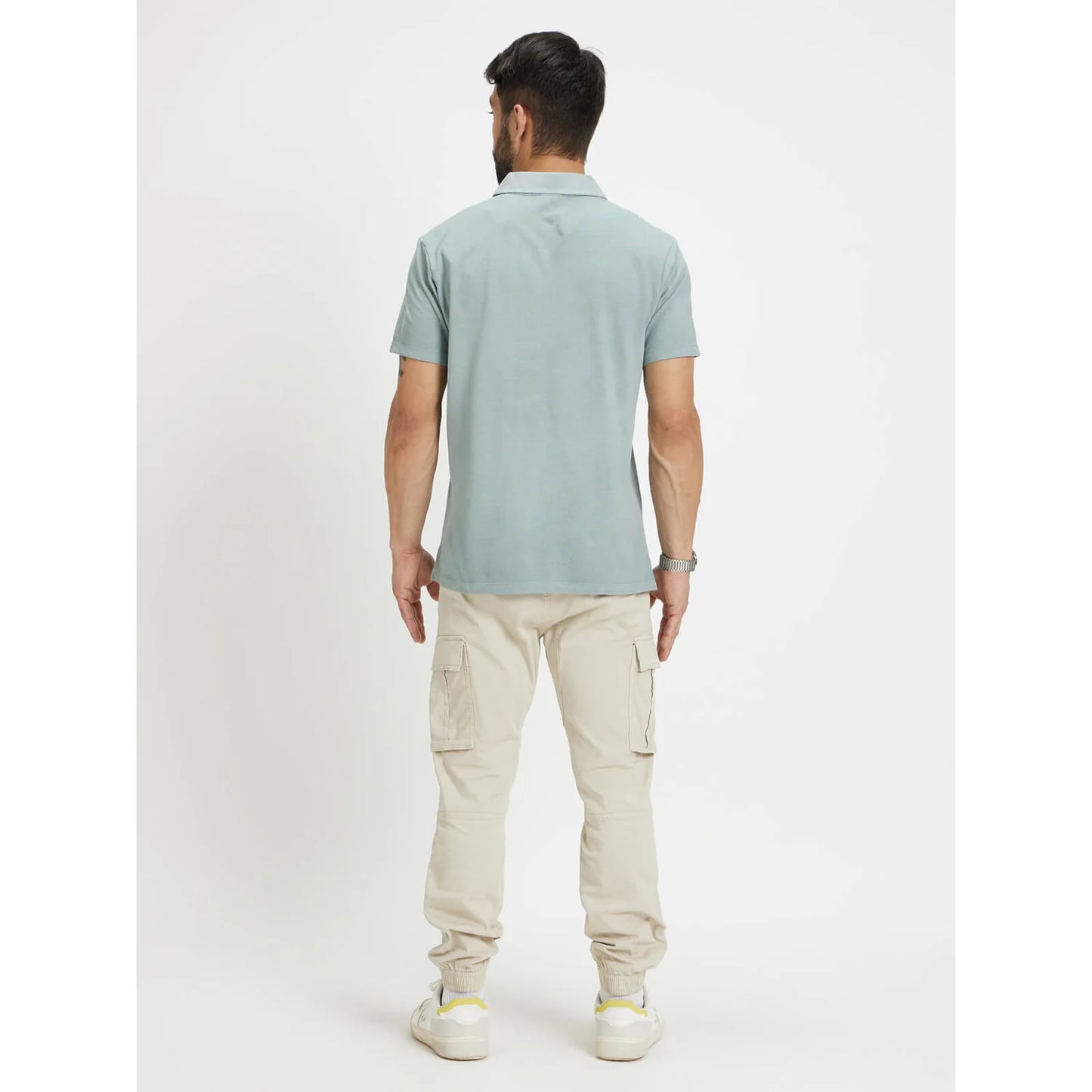 Green Solid Cotton Polo