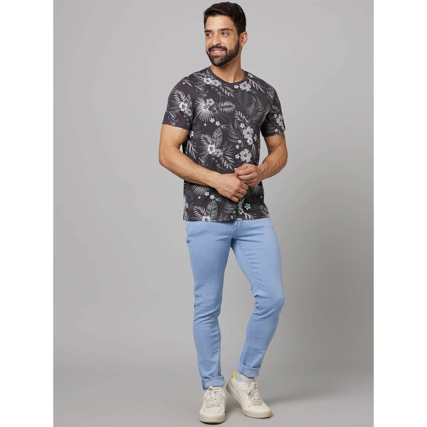 Multi Tropical Printed Cotton T-shirt