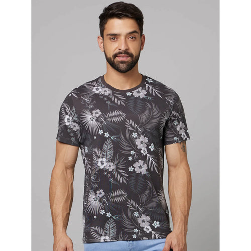 Celio* Tropical Regular Fit Cotton Grey T-Shirt