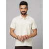 Celio* Solid Regular Fit Cotton Cream T-Shirt