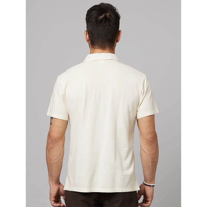 Cream Solid Cotton Polo