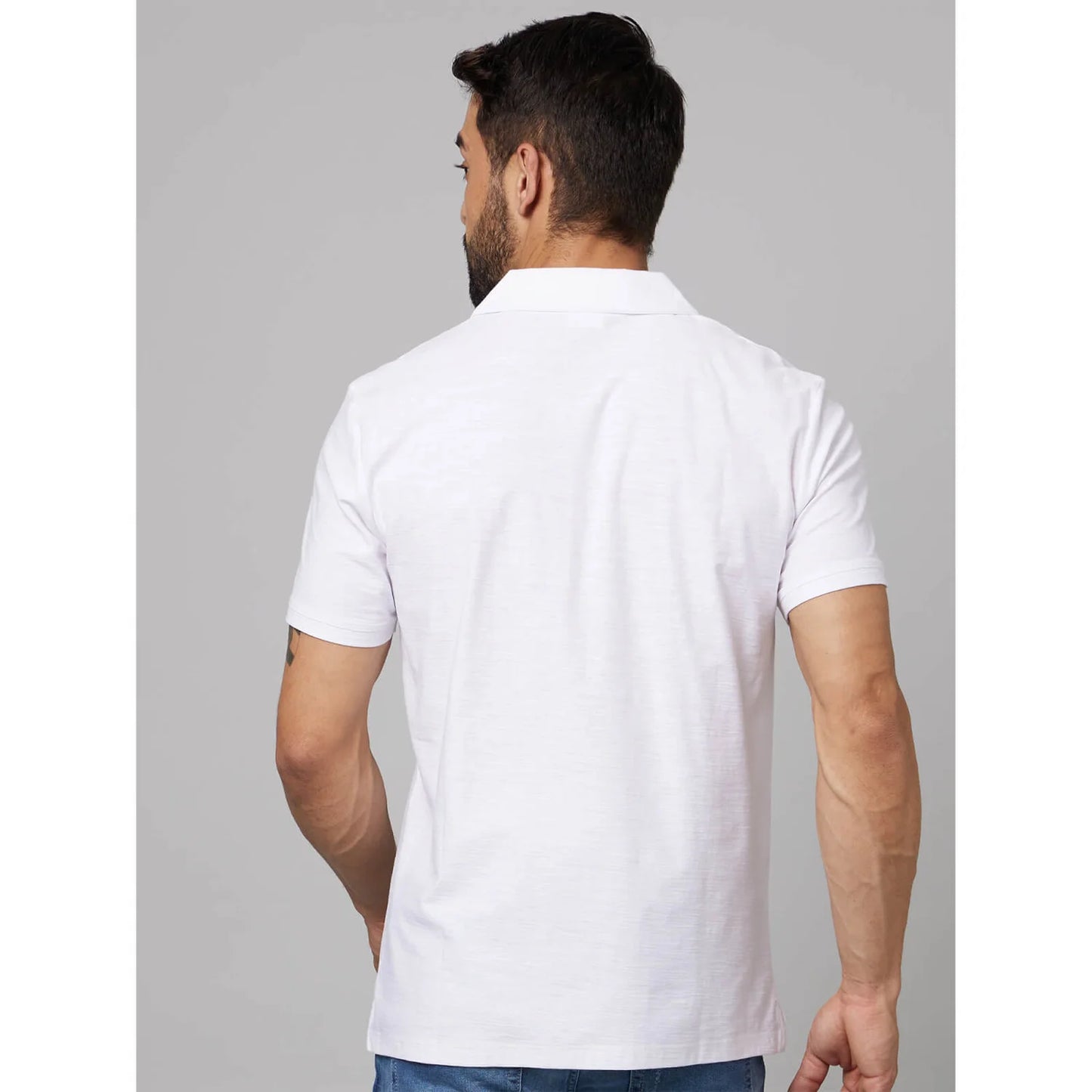 White Solid Cotton Polo