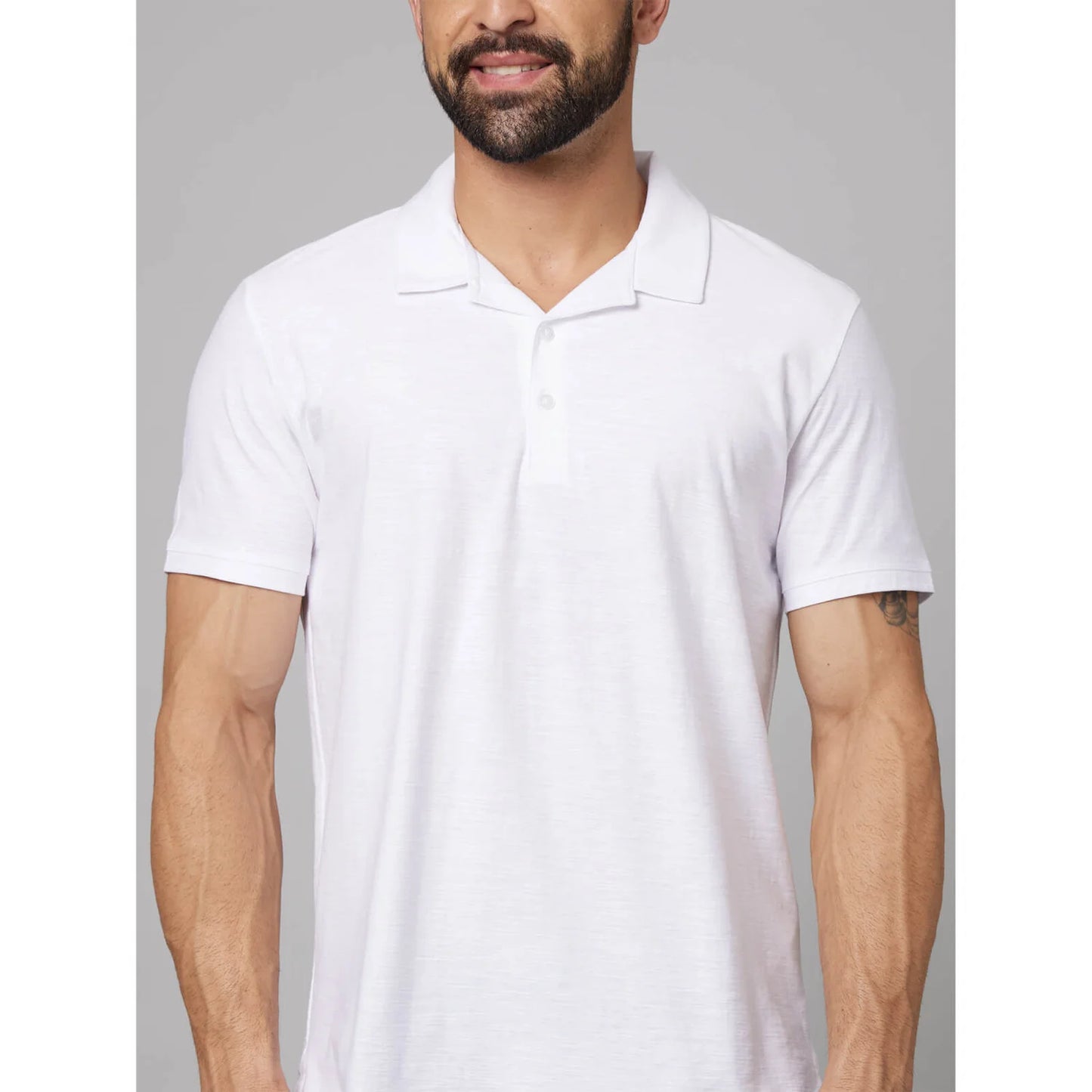 White Solid Cotton Polo