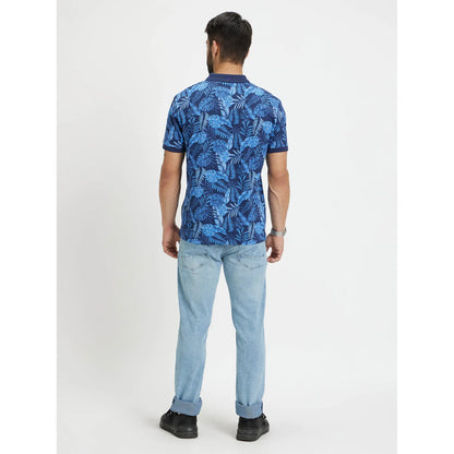 Blue Printed Cotton Polo