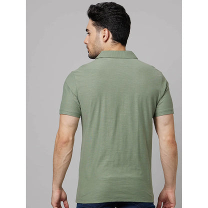 Green Solid Cotton Polo