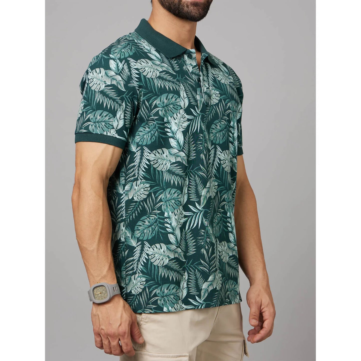 Green Printed Cotton Polo